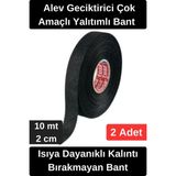 Wonara Isıya Dayanıklı Kalıntı Bırakmayan Alev Geciktirici Yanmaz Tüylü Bez Bant 10 mt 2 Adet - 0 - Siyah - 10 mt - 2 cm