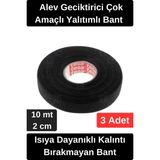Wonara Isıya Dayanıklı Kalıntı Bırakmayan Alev Geciktirici Yanmaz Tüylü Bez Bant 10 mt 3 Adet - 0 - Siyah - 10 mt - 2 cm