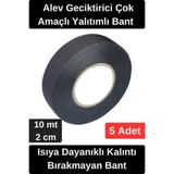 Wonara Isıya Dayanıklı Kalıntı Bırakmayan Alev Geciktirici Yanmaz Tüylü Bez Bant 10 mt 5 Adet - 0 - Siyah - 10 mt x 2 cm