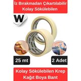 Wonara #krepkağıt Isıya Dayanıklı Iz Bırakmadan Çıkartılabilir Kolay Sökülebilen Maskeleme Boya Bant 2 Adet - Krem