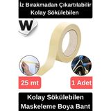 Wonara #krepkağıt Iz Bırakmadan Çıkartılabilir Isıya Dayanıklı Kolay Sökülebilen Maskeleme Boya Bant 1 Adet - Krem