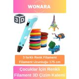 Wonara Özel Tasarım Esnek ABS Plastik 3D Çocuklar İçin Renkli Filament Üç Boyutlu Yazıcı Çizim Kalemi