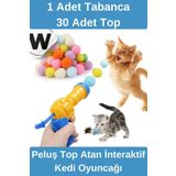 Wonara Özel Tasarım Evcil Hayvan Eğlenceli Top Atan Tabancalı Hareketli İnteraktif Kedi Oyuncağı Seti
