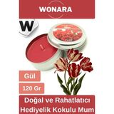 Wonara Özel Üretim Doğal Rahatlatıcı Hediyelik Ev Ofis Yoga Dekoratif Oda Kokusu Teneke Kutuda Kokulu Mum - Açık Kırmızı