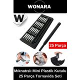 Wonara Özel Üretim Laptop Gözlük Saat Telefon Tamir Mıknatıslı Mini Plastik Kutulu 25 Parça Tornavida Seti