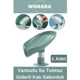 Wonara Özel Üretim Pratik Hijyenik Vantuzlu Su Tutmaz Giderli Mutfak Banyo Lavabo Katı Sabunluk 1 Adet