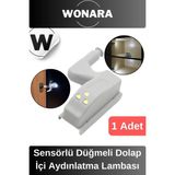 Wonara Özel Üretim Sensörlü Düğmeli LED Işıklı Tak Çıkar Dolap Içi Otomatik Aydınlatma Lambası 1 Adet - Gri