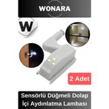 Wonara Özel Üretim Sensörlü Düğmeli Led Işıklı Tak Çıkar Dolap İçi Otomatik Aydınlatma Lambası 2 Adet