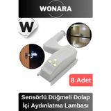 Wonara Özel Üretim Sensörlü Düğmeli Led Işıklı Tak Çıkar Dolap İçi Otomatik Aydınlatma Lambası 8 Adet