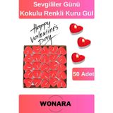 Wonara Özel Üretim Sevgiliye Özel Romantik Dekorasyon 50'li Kalpli Tealight Mum - Hediyelik ve Süsleme