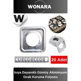 Wonara Özel Üretim Şık Tasarımlı Isıya Dayanıklı Gümüş Alüminyum Ocak Koruma Folyosu - 20'lu Set - Gri