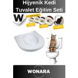 Wonara Pratik Yavru Yetişkinler Klozet Alıştırma Kapaklı Kum Kabı Hijyenik Kedi Tuvalet Eğitim Seti