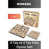 Wonara Premium Board Game - Zeka Eğlence Geliştirici Eğitici Strateji Klasik 9 Taş ve 3 Taş Kutu Oyunu Seti - Çok Renkli