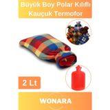 Wonara Premium Büyük Boy Polar Kılıflı Kauçuk Termofor Yıkanabilir Ağrı Rahatlatıcı Sıcak Su Torbası 2 Lt
