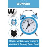 Wonara Premium Klasik Tasarım Vintage Yüksek Sesli Alarmlı Dekoratif Mini Masaüstü Analog Çalar Saat