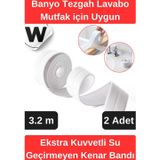 Wonara Premium Su Geçirmez Önleyici Yalıtım Küf Banyo Mutfak Lavabo Beyaz Kenar Şerit Bant 3.2m 2 adet