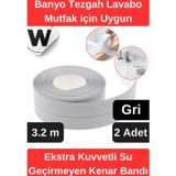 Wonara Premium Su Geçirmez Önleyici Yalıtım Küf Banyo Mutfak Lavabo Gri Kenar Şerit Bant 3.2m 2 Adet
