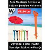Wonara #şemsiyekazığı Plastik Şemsiye Sabitleme Kazığı Dayanıklı Spiral Zemin Sabitleyici Ayarlanabilir Kamp Plaj Bahçe Şemsiye Direk Tutucu Kolay Kurulumlu 41CM Uzunluk 16CM Genişlik Aparatı - Çok Renkli