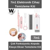 Wonara #temizlikkiti 7in1 Airpods Klavye Ekran Temizleme Kiti Çok Fonksiyonlu Silikon Uçlu Kulaklık Telefon Tablet Kamera Laptop Elektronik Cihaz Temizlik Seti Fırçalı Profesyonel Bakım Aparatı
