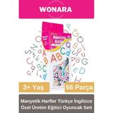 Wonara Zeka ve Motor Becerileri Geliştiren Manyetik Harfler Tr En 66 Parça Özel Üretim Eğitici Oyuncak Seti - Çok Renkli