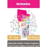 Wonara Zeka ve Motor Becerileri Geliştiren Manyetik Harfler Tr En 66 Parça Özel Üretim Eğitici Oyuncak Seti