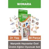 Wonara Zeka ve Motor Becerileri Geliştiren Manyetik Hayvanlar 30 Parça Özel Üretim Eğitici Oyuncak Seti - Çok Renkli
