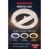 Wondeks 3 Renkli Kristal Simit LED Ampul 40 Watt E27 Duylu - Tavan Duy Hediyeli - Beyaz - Sarı - Günışığı