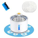 Wonder Creature Cat Su Çeşmesi Paslanmaz Çelik, 80 oz/2,4 L Kedi Çeşmesi, Su Seviyesi Pencereli ve LED Işıklı, Su Sıkıntısı Uyarısı için, Kedi ve Köpek Çeşmesi, 3 Filtreli ve 1 Mat