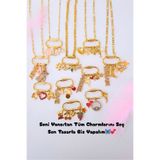 WONDER TOUCH Ataç Kişiye Özel Çoklu Charm Kolye,Kalp,Harf,Nazar,Yıldız,İnci Charm Kendin Tasarla Kolye,Hediye