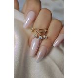 WONDER TOUCH Charm nazar yüzüğü,Zirkon taşlı M harfi yüzük,charm yüzük,ayarlanabilir yüzük,tek taş yüzük