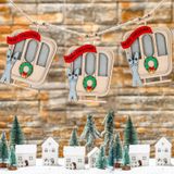 Wonderjune 9 Ayak Gondol Noel Çelenk 3 Ahşap Gondol Asılı Noel Süsleri Halatlı Kablo Araba Süs Çiftlik Evi Noel Süsleri Noel Ağacı Ev Dekorasyonu için Süslemeler