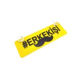 wonderlike ERKEKİŞİ Yazılı Sarı Dekor Plaka Vantuzlu Araba Cam Süsü - Komik Erkek Hediyesi ve Ofis Masası Aksesuarı - Nostaljik Sarı Plaka Hediyelik Levha - Karizma Serisi Dekoratif Süs