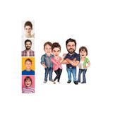 wonderlike Karikatürlü 4 Kişi Ahşap Araba Dikiz Ayna Süsü - Çift Taraflı İsimli Aile ve Arkadaş Grubu Araç Aksesuarı - 4 Kişilik Fotoğraflı Yeni Araba Hediyesi - Özel Tasarım Dikiz Aynası Biblosu