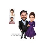 wonderlike Karikatürlü Evli Çift Araba Dikiz Ayna Süsü - İsimli Fotoğraflı Ahşap Dikiz Aynası Askısı - Evlilik Yıldönümü ve Sevgililer Günü Hediyesi - 3mm MDF UV Baskılı Solmaz Araç İçi Aksesuar