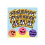 wonderlike Safari Aslan Temalı Fotoğraflı Ahşap Magnet 10 Adet - Bebek 1 Yaş Doğum Günü ve Mevlüt Hediyelikleri - 10x10 cm Resimli Dağıtmalık Set - Jungle Konseptli Çocuk Hatırası