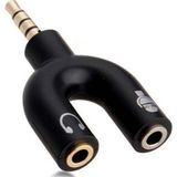 Wonderlust Stereo 3.5mm Aux Cep Telefonu Kulaklık ve Mikrofon Ayırıcı - Siyah