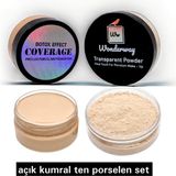 Wonderway Açık Ten No:1 Porselen Fondöten & Transparan Pudra Set Doğal Görünüm ve Pürüzsüz Bitiriş - No:1 Açık ten