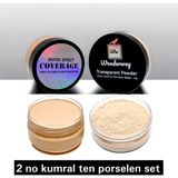 Wonderway Porselen Fondöten & Transparan Pudra Seti No:2 – Buğday Tenliler İçin Doğal ve Pürüzsüz Görünüm - No:2 Buğday Ten