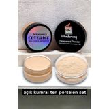 Wonderway Yoğun Kapatıcı Porselen Fondöten & Transparan Pudra Set No:1 Açık Kumral Ten Sünger Ve Göz Kalemi Açık Ten