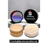 Wonderway Yoğun Kapatıcı Porselen Fondöten & Transparan Pudra Set No:2 Buğday Ten Sünger Ve Göz Kalemi Buğday Ten
