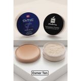 Wonderway Yoğun Kapatıcı Porselen Fondöten & Transparan Pudra Set No:3 Esmer Ten Sünger ve Göz Kalemi ile