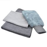 WONKEY - Mikrofiber Oto Yıkama Temizleme Seti | Araç Kurulama Havlusu + Otomobil Cam Bezi + Araba Yıkama Eldiveni Paketi (3'lü Set)