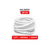 Wonkey Spor Ayakkabı Bağcığı, Sneaker, Koşu, Yürüyüş ve Günlük Ayakkabılar İçin Dayanıklı Pamuk Bağı , Premium Oval Beyaz Bağcık | 1 Çift - 120 CM
