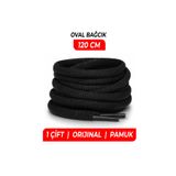 Wonkey Spor Ayakkabı Bağcığı, Sneaker, Koşu, Yürüyüş ve Günlük Ayakkabılar İçin Dayanıklı Pamuk Bağı , Premium Oval Siyah Bağcık | 1 Çift - 120 CM