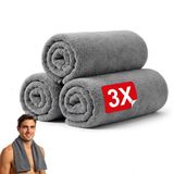 WONKEY - Sporcu Fitness Antreman Havlusu 30x100 cm, Hafif ve Hızlı Kuruyan Mikrofiber Spor Havlu, Gym Boks Pilates Tenis Havlusu (3 Adet 30x100, Gri)
