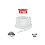 Wonkey Yassı Sneakers Spor Ayakkabı Bağcığı , Düz Bağcık , Yüksek Kaliteli Bağ, Spor Ayakkabılar için Premium Pamuk Bağı, Beyaz Bağcık | 1 Çift - 150 CM