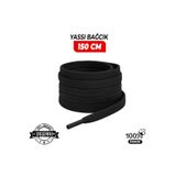 Wonkey Yassı Sneakers Spor Ayakkabı Bağcığı , Düz Bağcık , Yüksek Kaliteli Bağ, Spor Ayakkabılar için Premium Pamuk Bağı, Siyah Bağcık | 1 Çift - 150 CM