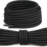 Wonkey Yuvarlak Spor Ayakkabı ve Sneakers Bağcığı, Dayanıklı Polyester Bot Bağcık, Tek ve Çift Renkli Ayakkabı İş Ayakkabısı Aksesuarı [1 ÇİFT] (Siyah, 150 cm)