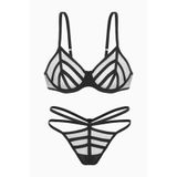 wonna lingerie 3dsrIqzkKb Saten Biyeli Tül Sütyen Tanga Takım - Kapsız - Fashion - 2566 - Siyah