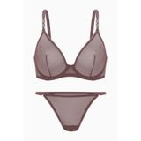 wonna lingerie güngören2565, Zincir Detaylı Tül Sütyen Külot Takım - Kapsız - Fashion - 2565 - Bronz Kahve